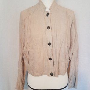 Free People Beige Button-Up Jacket